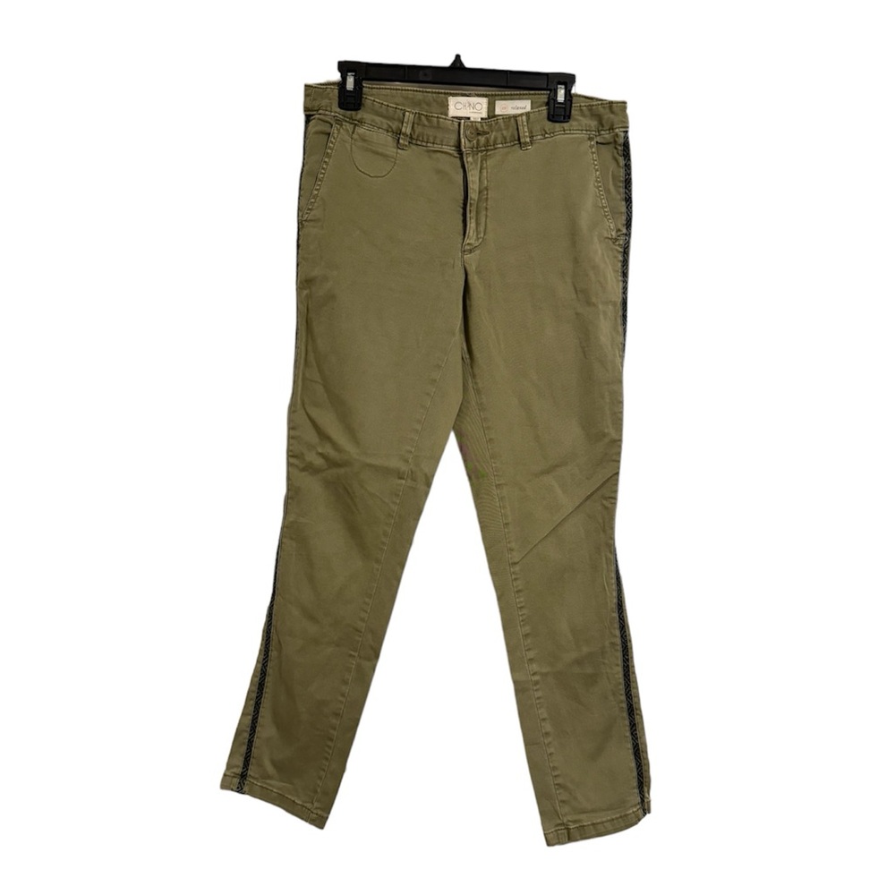 CHINO BY ANTHROPOLOGIE Army Green Relaxed Fit Pants 28